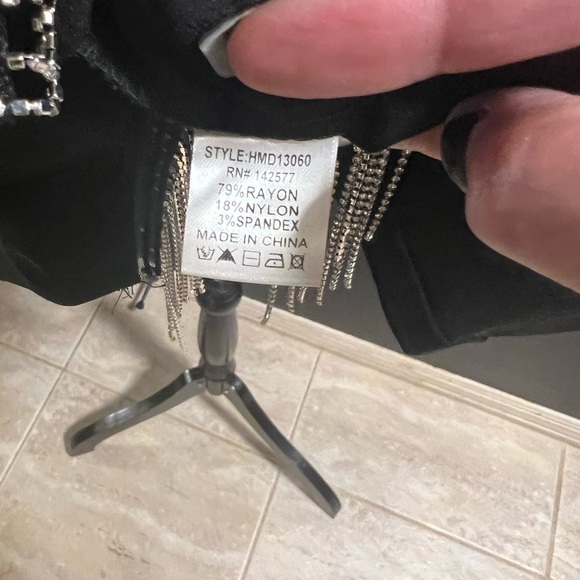 🖤NWT-HAUTE MONDE SEXY BLACK COCKTAIL DRESS WITH RHINESTONES SZ L🖤 - Picture 9 of 14